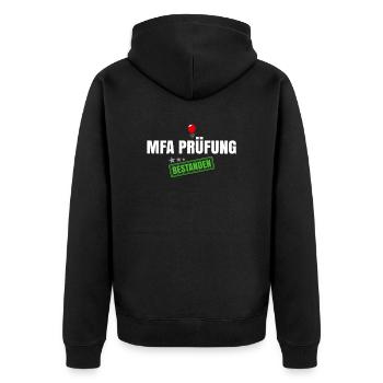 MFA Bestanden - Unisex Premium Bio Zip Hoodie - Schwarz - Hinten - Nico (187cm)