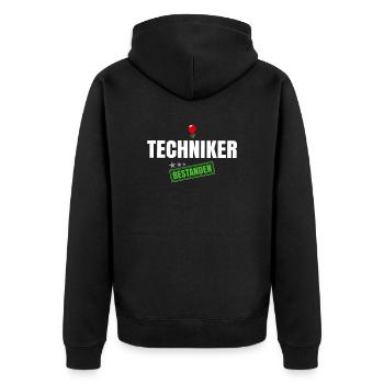 Techniker Bestanden - Unisex Premium Bio Zip Hoodie - Schwarz - Hinten - Nico (187cm)