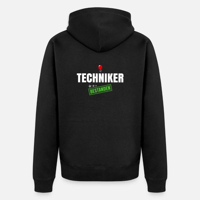 Techniker Bestanden - Unisex Premium Bio Zip Hoodie - Schwarz
