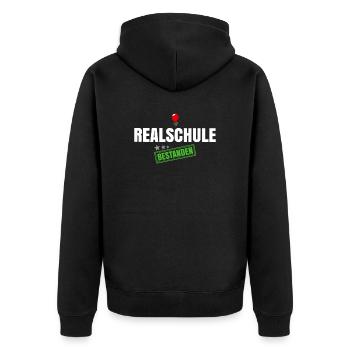 Realschule Bestanden - Unisex Premium Bio Zip Hoodie - Schwarz - Hinten - Nico (187cm)
