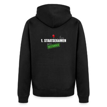 1. Staatsexamen Jura - Unisex Premium Bio Zip Hoodie - Schwarz - Hinten - Nico (187cm)