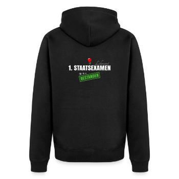 1. Staatsexamen Lehramt - Unisex Premium Bio Zip Hoodie - Schwarz - Hinten - Nico (187cm)
