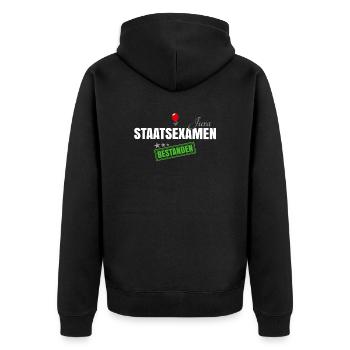 Jura Staatsexamen Bestanden - Unisex Premium Bio Zip Hoodie - Schwarz - Hinten - Nico (187cm)
