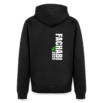 Fachabi Bestanden 2025 - Unisex Premium Bio Zip Hoodie - Schwarz - Hinten - Nico (187cm)
