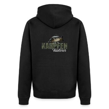 Karpfen Flüsterer - Unisex Premium Bio Zip Hoodie - Schwarz - Hinten - Nico (187cm)