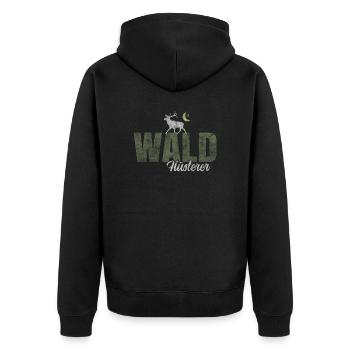 Wald Flüsterer - Unisex Premium Bio Zip Hoodie - Schwarz - Hinten - Nico (187cm)