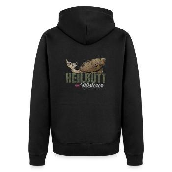 Norwegen Heilbutt Angeln - Unisex Premium Bio Zip Hoodie - Schwarz - Hinten - Nico (187cm)