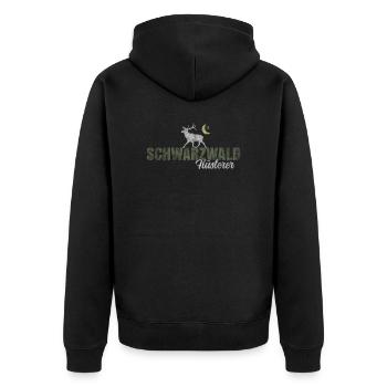 Schwarzwald Flüsterer - Unisex Premium Bio Zip Hoodie - Schwarz - Hinten - Nico (187cm)
