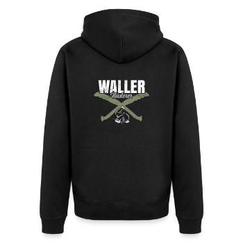 Waller Angeln - Unisex Premium Bio Zip Hoodie - Schwarz - Hinten - Nico (187cm)