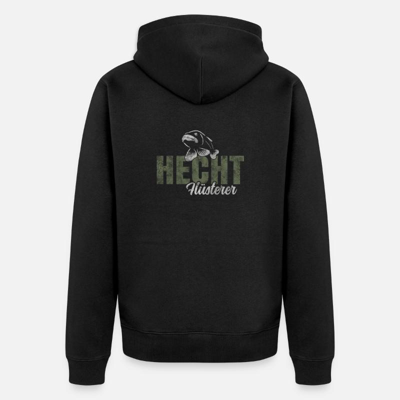 Hecht Angeln - Unisex Premium Bio Zip Hoodie - Schwarz