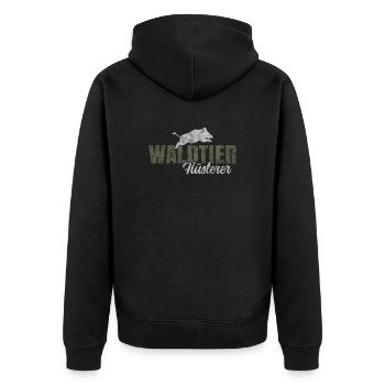 Waldtier Flüsterer - Unisex Premium Bio Zip Hoodie - Schwarz - Hinten - Nico (187cm)