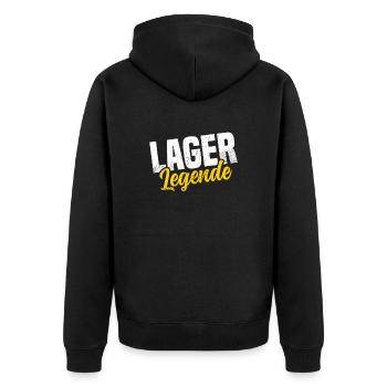 Lager Legende - Unisex Premium Bio Zip Hoodie - Schwarz - Hinten - Nico (187cm)