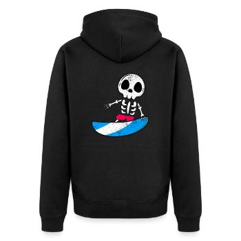 SKELETON SKULL SURFER SURF SURFING SURF MOTIF - Veste à capuche bio Premium Unisexe - noir - Dos - Nico (187cm)