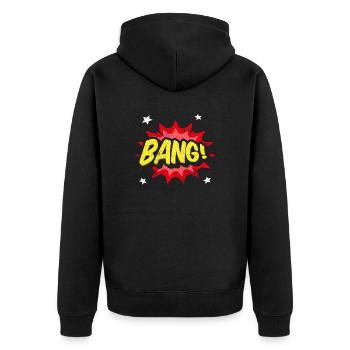 COMIC COMICSTYLE CARTOON BANG COMICS STYLE MOTIVE - Unisex Premium Bio Zip Hoodie - Schwarz - Hinten - Nico (187cm)