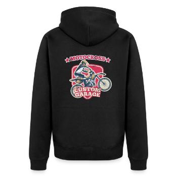 MOTOCROSS ENDURO CROSS MOTORCYCLE MOTIFS GIFT - Unisex Premium Organic Zip Hoodie - black - Back - Nico (187cm)