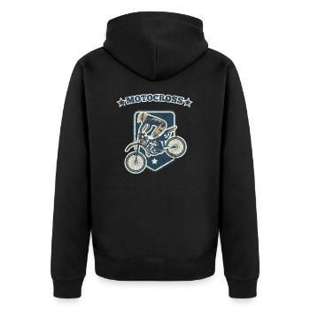 MOTOCROSS VINTAGE ENDURO MOTORCYCLE MOTIF GIFT - Unisex Premium Organic Zip Hoodie - black - Back - Nico (187cm)
