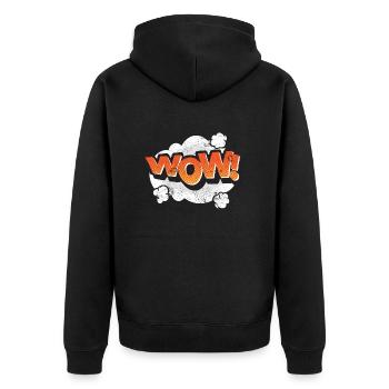 WOW COMIC COMICSTYLE GRAFFITI 80s MOTIV GESCHENK - Unisex Premium Bio Zip Hoodie - Schwarz - Hinten - Nico (187cm)