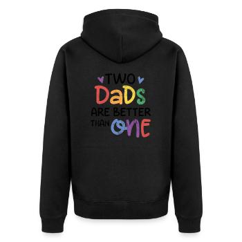 LES PÈRES VALENT MIEUX QU’UN PAPA MOTIF LGBT DISANT - Veste à capuche bio Premium Unisexe - noir - Dos - Nico (187cm)