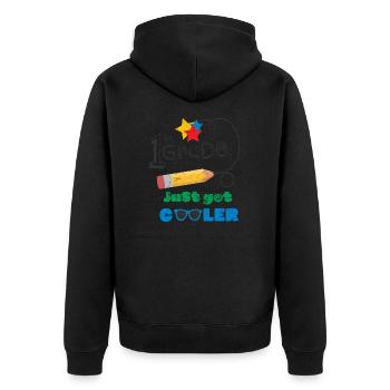 FIRST CLASS COOL BACK TO SCHOOL SCHOOL DAY ABC SAYINGS - Unisex Premium Organic Zip Hoodie - black - Back - Nico (187cm)