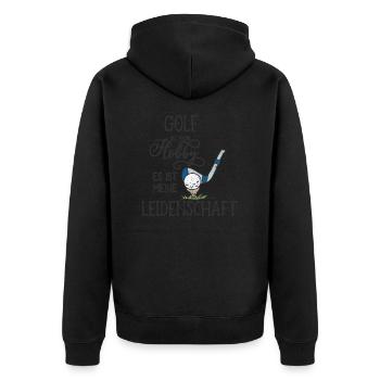 GOLF LEIDENSCHAFT HOBBY SCHLÄGER CLUB SPRUCH MOTIV - Unisex Premium Bio Zip Hoodie - Schwarz - Hinten - Nico (187cm)
