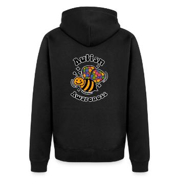 AUTIST BIENE BUNT PUZZLE FAMILIE LIEBE ASD SPRÜCHE - Unisex Premium Bio Zip Hoodie - Schwarz - Hinten - Nico (187cm)