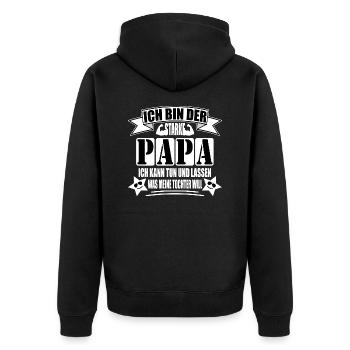 Ich bin der starke Papa - Unisex Premium Bio Zip Hoodie - Schwarz - Hinten - Nico (187cm)
