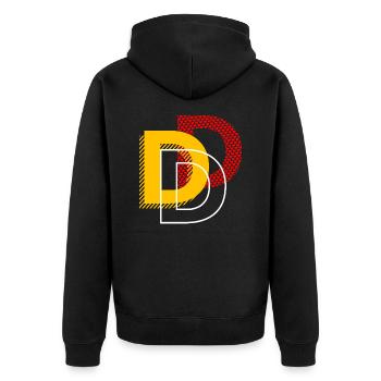 Buchstabe D Typo Geschenke - Unisex Premium Bio Zip Hoodie - Schwarz - Hinten - Nico (187cm)