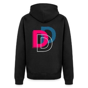 Initial letter D - Unisex Premium Organic Zip Hoodie - black - Back - Nico (187cm)