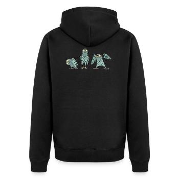 Owls - Turquoise - Unisex Premium Organic Zip Hoodie - black - Back - Nico (187cm)