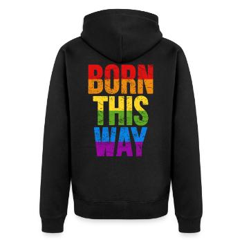 GAY Pride Homo Schwul Regenbogen lustiges Geschenk - Unisex Premium Bio Zip Hoodie - Schwarz - Hinten - Nico (187cm)