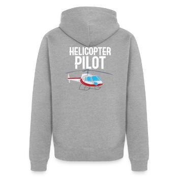 Helikopter fliegen Flug Pilot - Unisex Premium Bio Zip Hoodie - Grau meliert - Hinten - Nico (187cm)