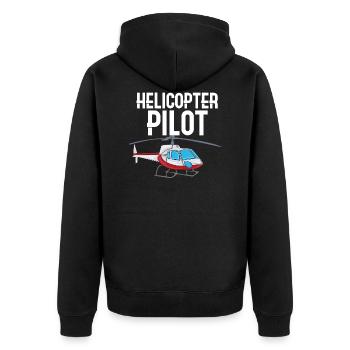 Helikopter fliegen Flug Pilot - Unisex Premium Bio Zip Hoodie - Schwarz - Hinten - Nico (187cm)