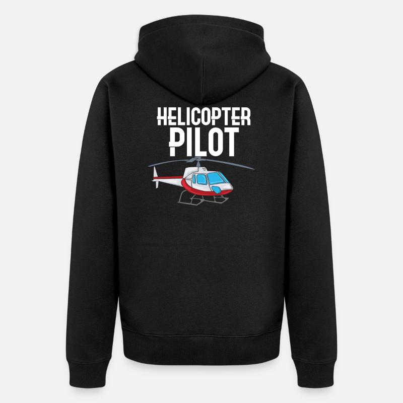Helikopter fliegen Flug Pilot - Unisex Premium Bio Zip Hoodie - Schwarz