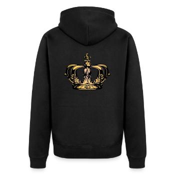 Krone - Unisex Premium Bio Zip Hoodie - Schwarz - Hinten - Nico (187cm)
