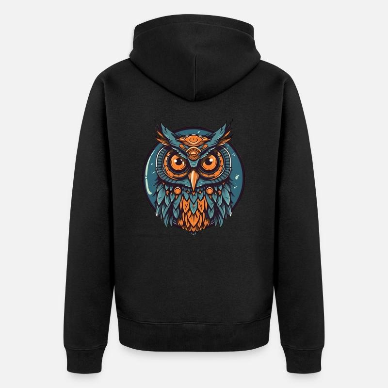 Hibou cool boho indie - Veste à capuche bio Premium Unisexe - noir
