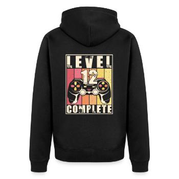 12. Geburtstag Level 12 Complete 12 Jahre Geschenk - Unisex Premium Bio Zip Hoodie - Schwarz - Hinten - Nico (187cm)
