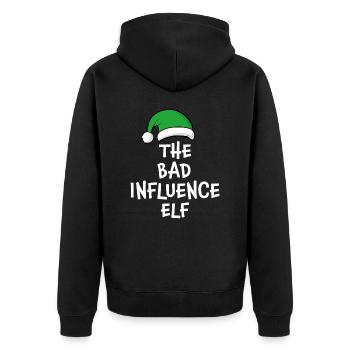 Der Elf mit schlechtem Einfluss - Unisex Premium Bio Zip Hoodie - Schwarz - Hinten - Nico (187cm)