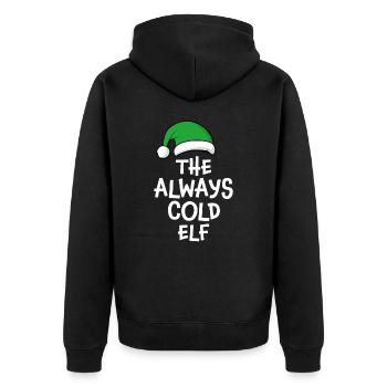 Der immer kalte Elf - Unisex Premium Bio Zip Hoodie - Schwarz - Hinten - Nico (187cm)