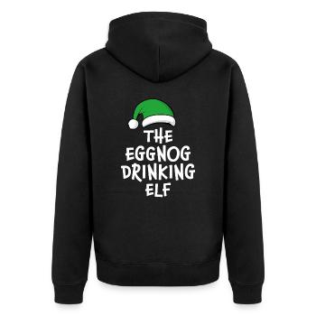 Der Eierlikör Trinkelfe - Unisex Premium Bio Zip Hoodie - Schwarz - Hinten - Nico (187cm)