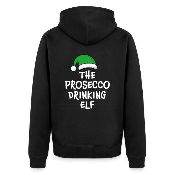 Der Prosecco-Trinkelf - Unisex Premium Bio Zip Hoodie - Schwarz - Hinten - Nico (187cm)
