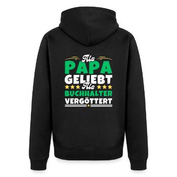 Als Papa geliebt, als Buchhalter vergöttert - Unisex Premium Bio Zip Hoodie - Schwarz - Hinten - Nico (187cm)