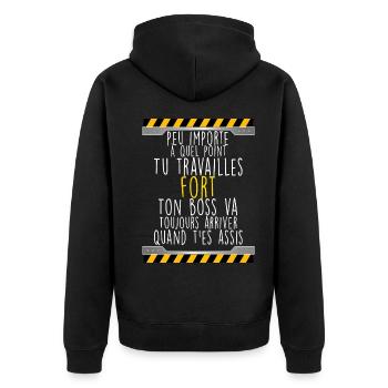 Chantier Idée Cadeau Métier Construction Batiment - Veste à capuche bio Premium Unisexe - noir - Dos - Nico (187cm)