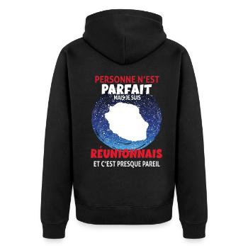 Réunionnais Parfait Idée Cadeau Homme la Réunion - Veste à capuche bio Premium Unisexe - noir - Dos - Nico (187cm)