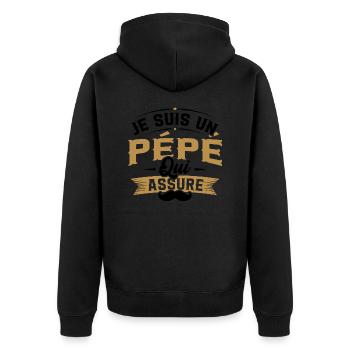Je suis un pépé qui assure / Humour cadeau pépé - Veste à capuche bio Premium Unisexe - noir - Dos - Nico (187cm)