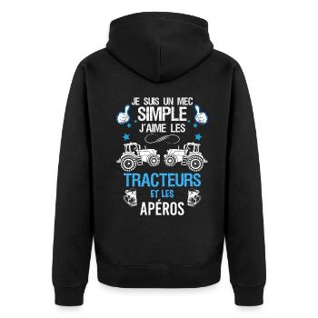 Tracteur Et Apéros Le Combo Parfait Cadeau Homme - Veste à capuche bio Premium Unisexe - noir - Dos - Nico (187cm)