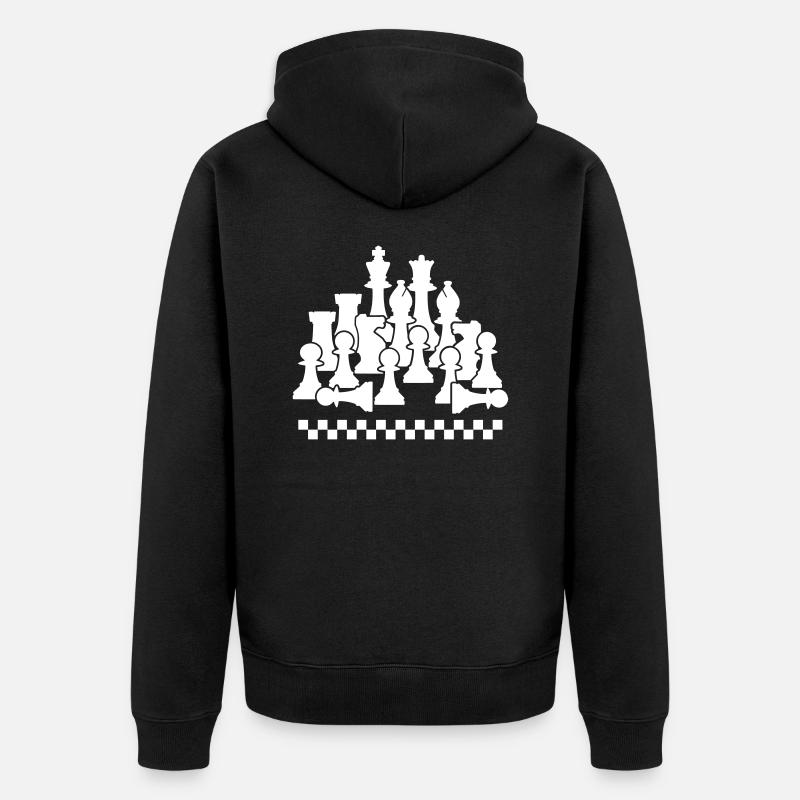 Échecs, blanc - Veste à capuche bio Premium Unisexe - noir