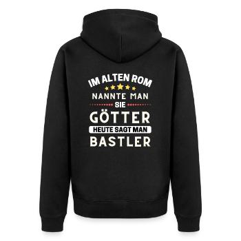 Im alten Rom waren Sie Götter. Heute Bastler - Unisex Premium Bio Zip Hoodie - Schwarz - Hinten - Nico (187cm)