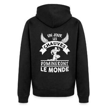 Chauves Cadeau Humour Homme Papa Tonton - Veste à capuche bio Premium Unisexe - noir - Dos - Nico (187cm)
