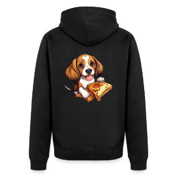 Beagle Dog avec pizza – Drôle de design pour animaux de compagnie - Veste à capuche bio Premium Unisexe - noir - Dos - Nico (187cm)