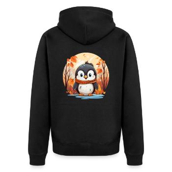 Penguin Autumn Leaves Winter Onset of Winter - Unisex Premium Organic Zip Hoodie - black - Back - Nico (187cm)